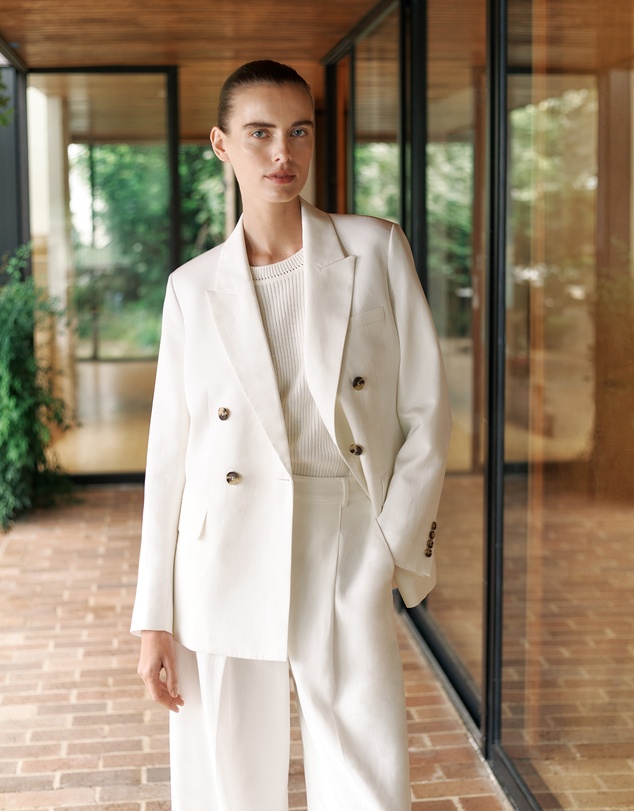 Trenery - Soft Double Breasted Blazer in White