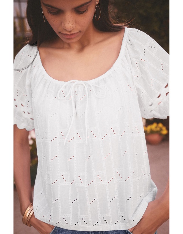 NEXT - Broderie Short Sleeve Ric Rac Top