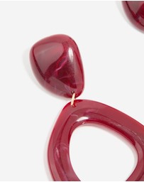 Lovisa - Red Acrylic Organic Open Square Oval Drop Earrings