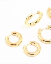 Lovisa - Waterproof Gold Plated Stainless Steel Thick Earrings 3-Pack