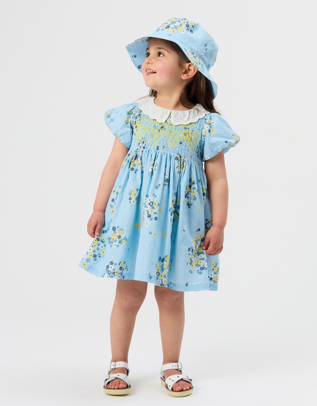 Goldie + Ace - Cotton Rayon Blue Bucket Hat - ICONIC EXCLUSIVE - Babies-Teens