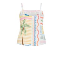 City Chic - Plus size Aliya Sea Dream Placement Print Cami - ivory