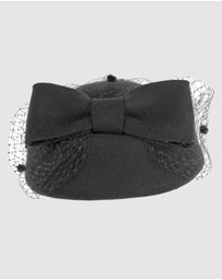 Max Alexander - Felt Pillbox Hat With Veil