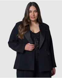 Pink Dusk by Curve Project - Fired Up Satin Trim Blazer
