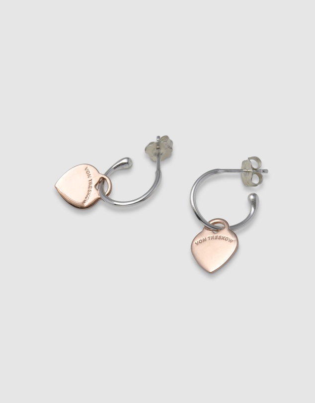 Von Treskow - Open hoop studs with VT flat heart