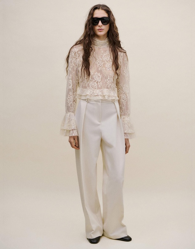 M.N.G - Ruffled Embroidered Blouse