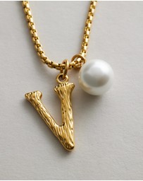 Zahar - Pearl Letter V Necklace