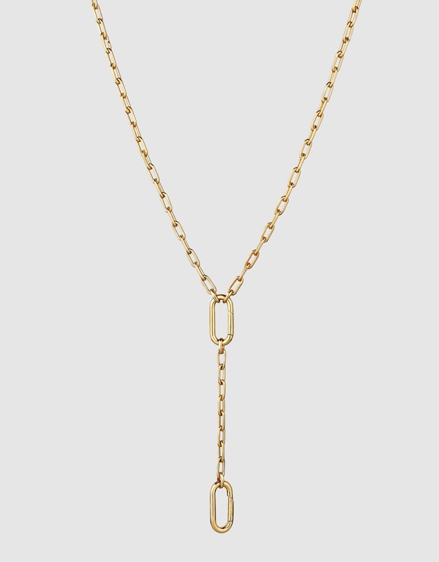 Elli Jewelry - Carabiner Lock Lariat Necklace in Gold-Plated 925 Silver