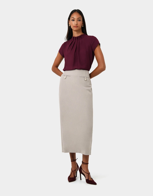 Forcast - Olivia Pleated High Neck Top