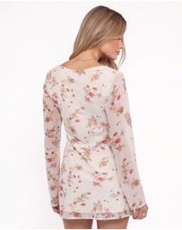 Petal & Pup - Everlyn Long Sleeve Mini Dress - Cream Floral