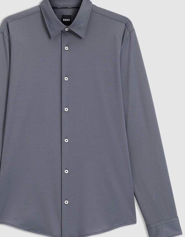 BOSS - Slim-Fit Shirt in Structured Performance-Stretch Fabric