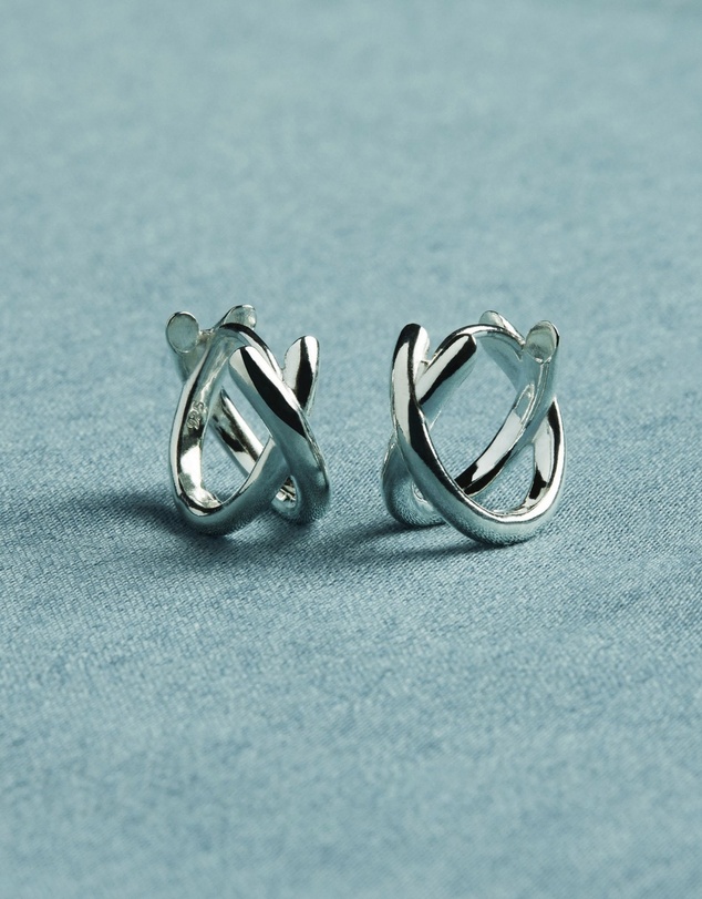 Najo - Moonkiss Silver Huggie Earrings