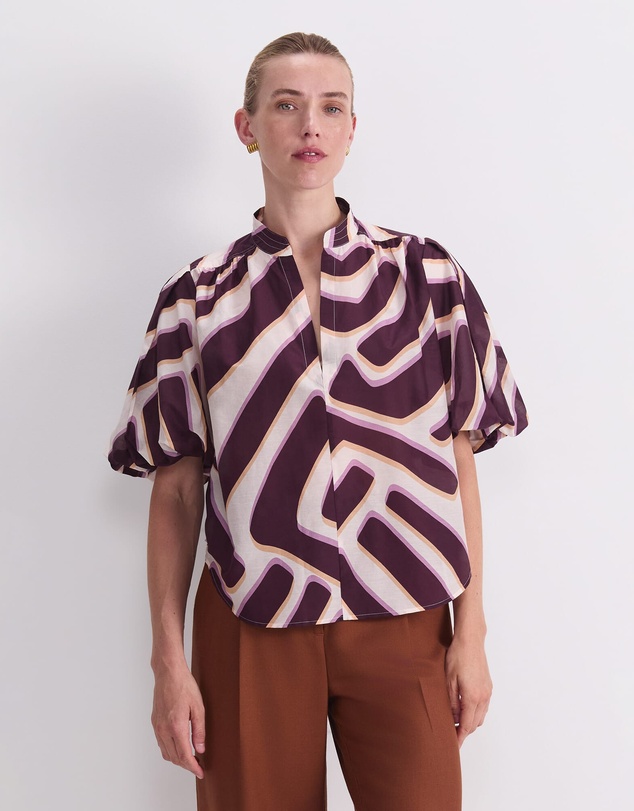 Sportscraft - Penny Short Sleeve Cotton Silk Blouse