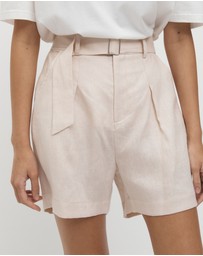FRIEND of AUDREY - Émilion Linen Belted Shorts