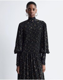 & Other Stories - Smocked Balloon-Sleeve Midi Dress