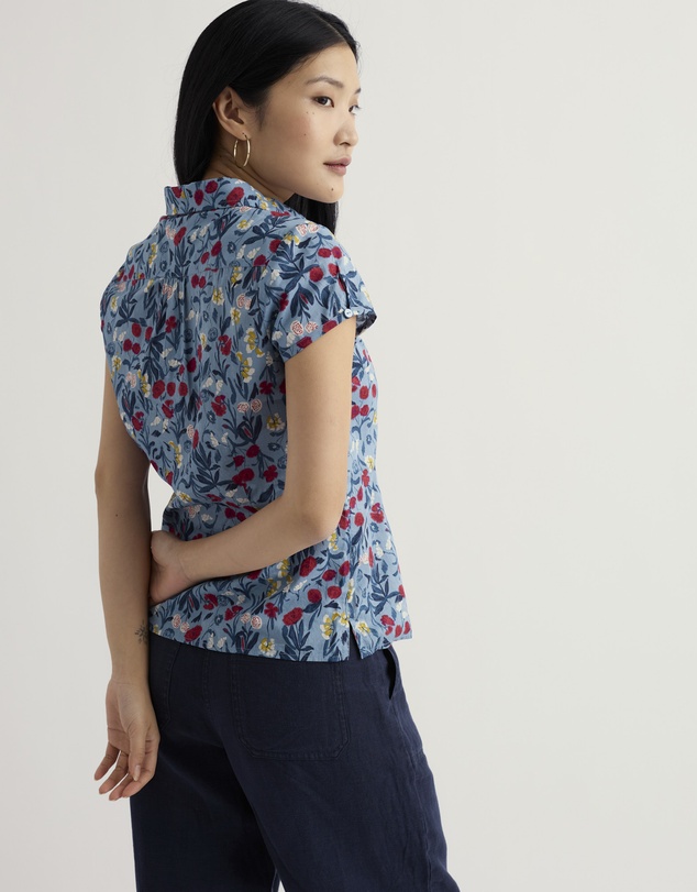 Seasalt - Seasalt Cornwall Blue Rushmaker Short Sleeve Shirt