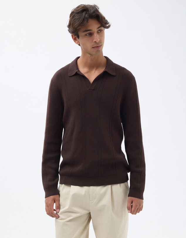 AERE - Organic Cotton Long Sleeve Polo