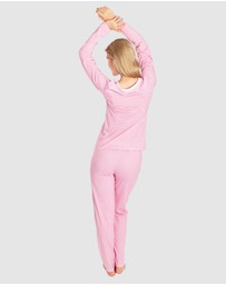 Sant And Abel - Women's Peony Jersey Knit Stripe Long PJ Set