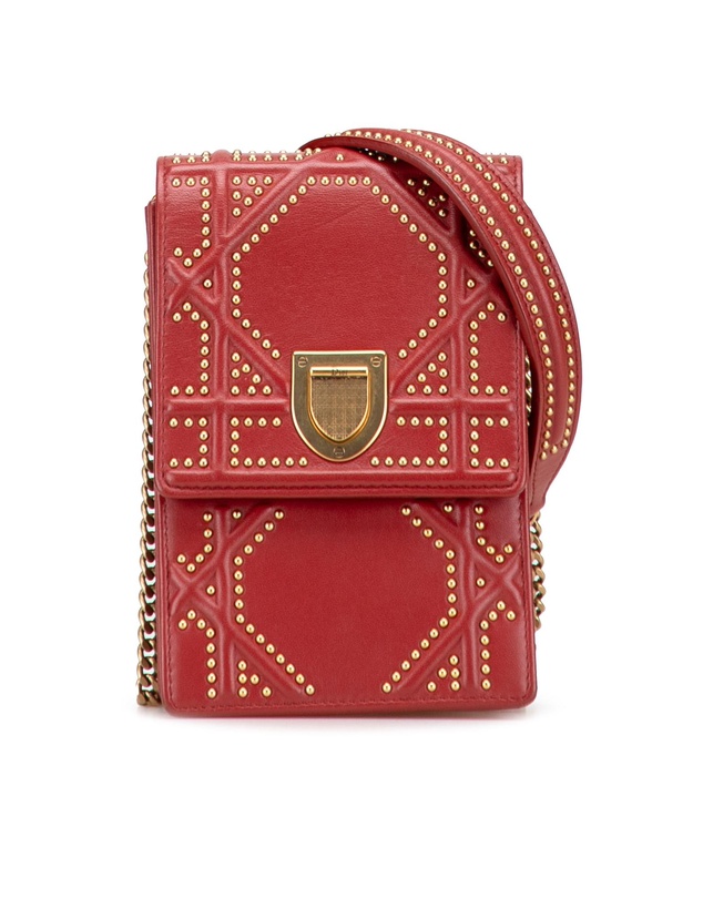 Pre-Loved by Azura Reborn - Pre-Loved Studded Lambskin Vertical Diorama Crossbody