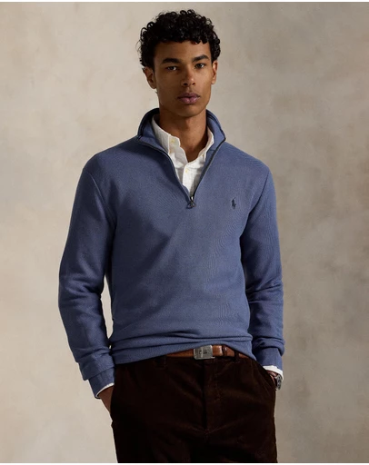 Polo Ralph Lauren - Mesh-Knit Cotton Quarter-Zip Sweater