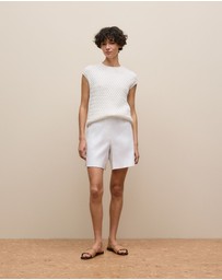 Trenery - Cotton Knit Sleeveless Tunic in White