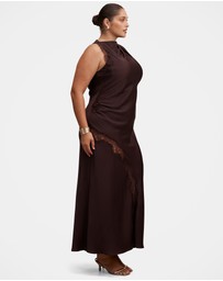 Forever New Curve - Kody Curve Satin Lace Asymmetric Dress
