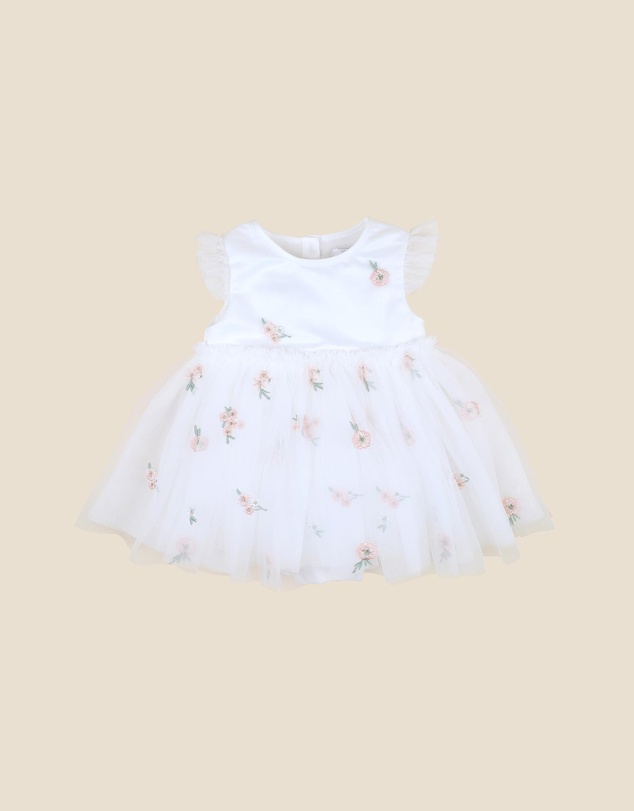 Bebe by Minihaha - Floral Embroidered Tulle Overlay Dress - Babies