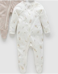 Purebaby - 2 Pack Zip Growsuit-Babies