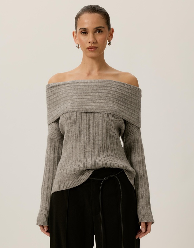 Tussah - Elena Ribbed Off The Shoulder Jumper