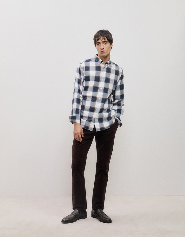 Trenery - Regular Fit Brushed Check Shirt in Marshmallow