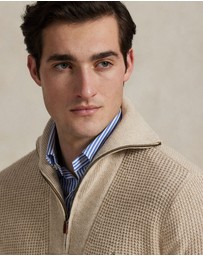 Polo Ralph Lauren - Waffle Wool-Cotton Quarter-Zip Sweater