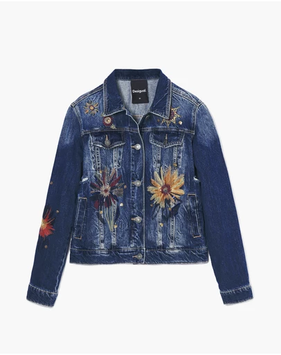 Desigual - Floral trucker denim jacket
