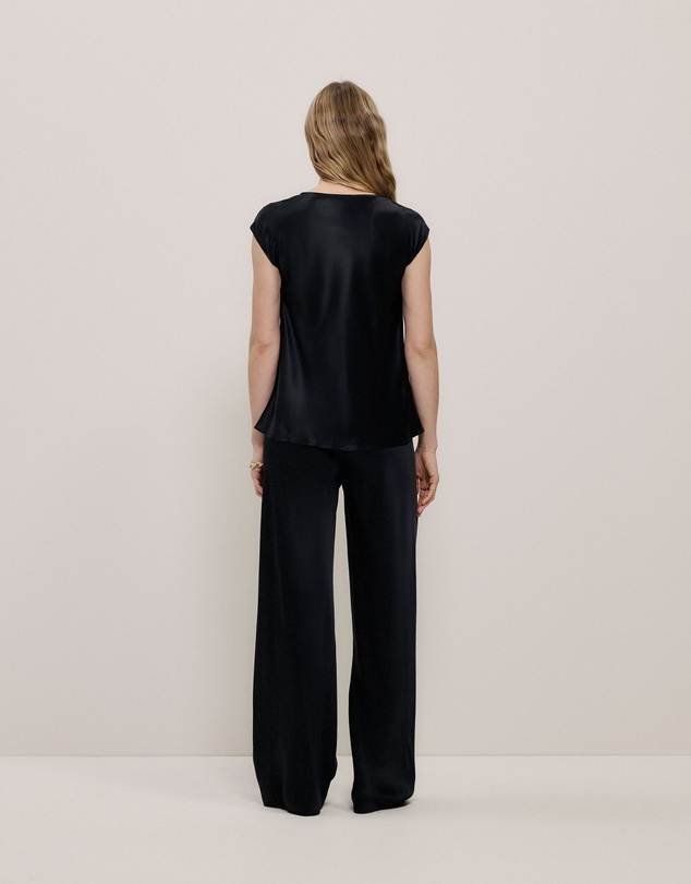 Trenery - Satin Cowl Neck Blouse in Black