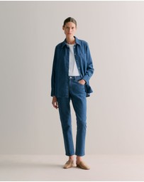 Trenery - Cotton Blend Boyfriend Jean in Mid Blue Denim