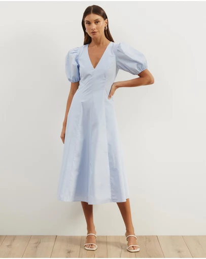 Atmos&Here - Ally Cotton Puff Sleeve Midi Dress