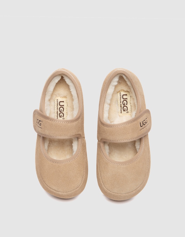 EVERAU - Australian Shepherd Ugg Millie Kids Cow Suede Upper Loafer Oxfords Flats