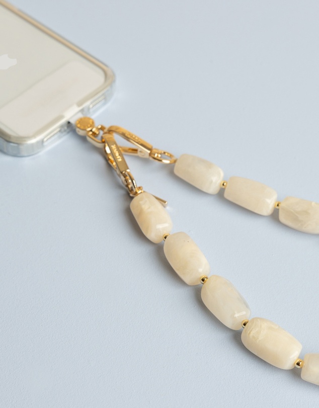 LOUVE COLLECTION - Universal Phone Strap Connector (White) + Abbey Off-White Wristlet