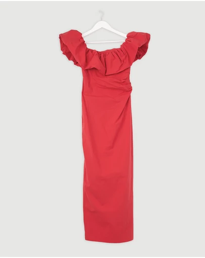 Revibe - Repaired Shona Joy Campbell Off Shoulder Bubble Maxi Dress - AU 8