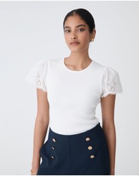 Forcast - Sasha Embroidery Knit Top