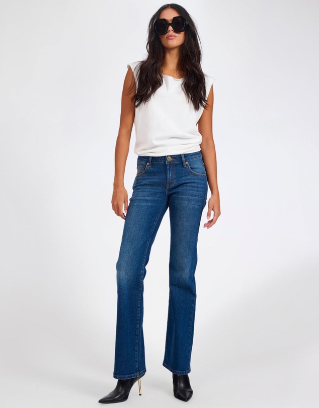 ONE TEASPOON - Alice Low Waist Bootcut Denim Jeans - Indigo Blue