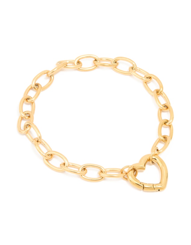 Lovisa - Waterproof Gold Plated Stainless Steel Chain Heart Clasp Bracelet