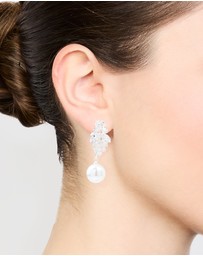 Lovisa - Silver Plated Cubic Zirconia Pearl Vine Hoop Earrings