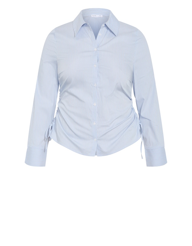 City Chic - Plus size Tayla Side Cinched Stripe Shirt - sky blue