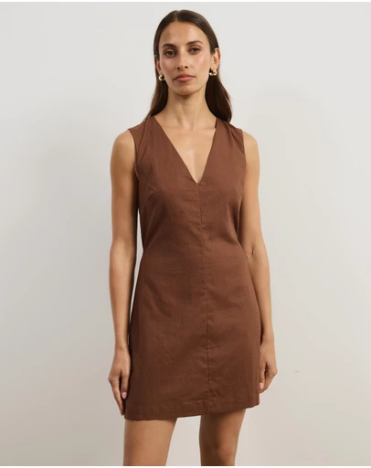 Atmos&Here - Luce Linen Blend Sleeveless Mini Dress