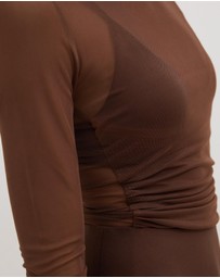 Dazie - Lay Low Check Mesh LS Top