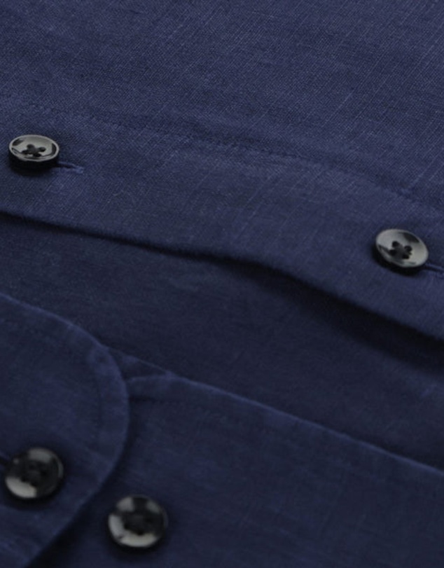 Henry Bucks - HENRY SARTORIAL Linen Classic Fit Shirt NAVY