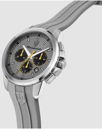 Maserati - Maserati Successo 42mm Chrono Gray Dial Gray Silicone Strap  Watch