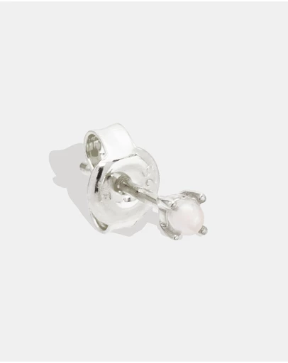 By Charlotte - Silver Moonlight Pearl Stud Earrings
