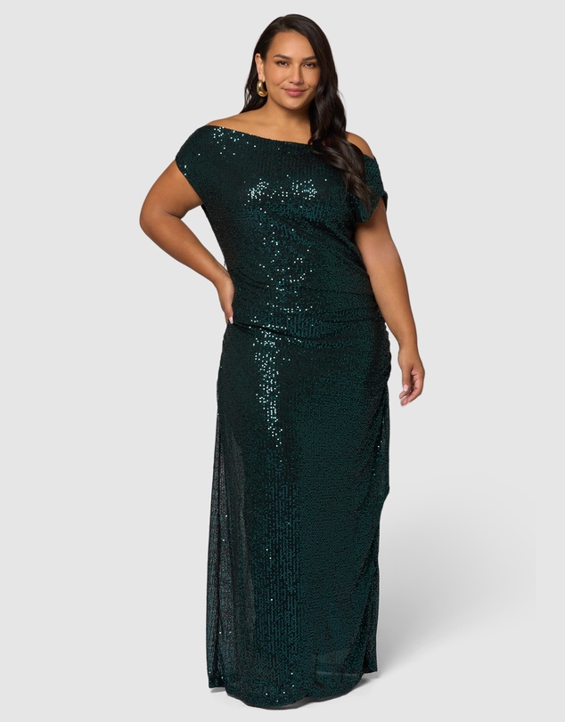 Pink Dusk by Curve Project - Platinum Nights Sequin Maxi Dress