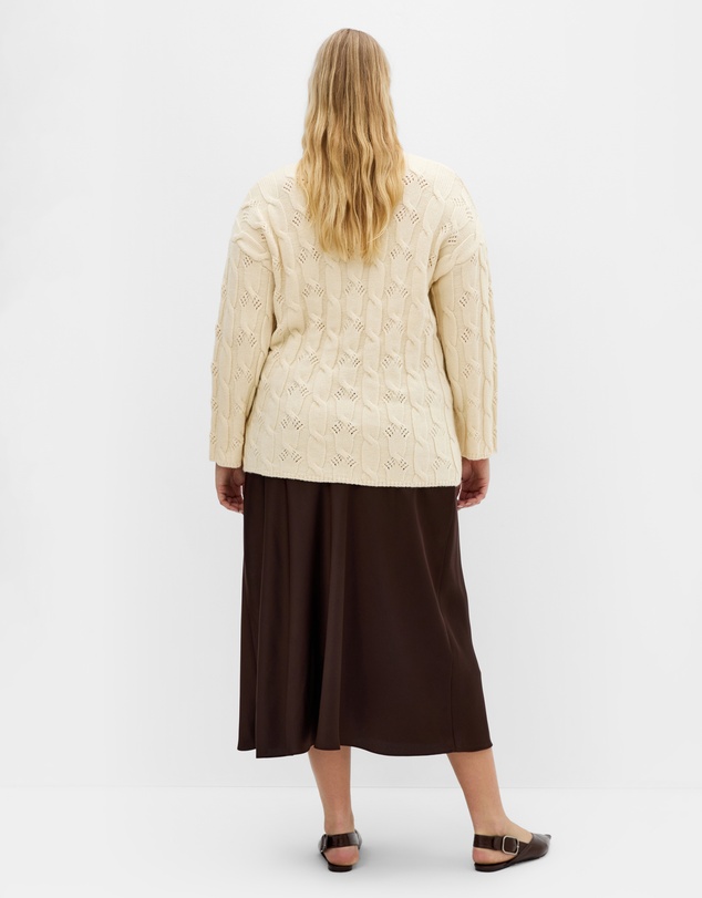 City Chic - Plus size Iris Cable Jumper - cream